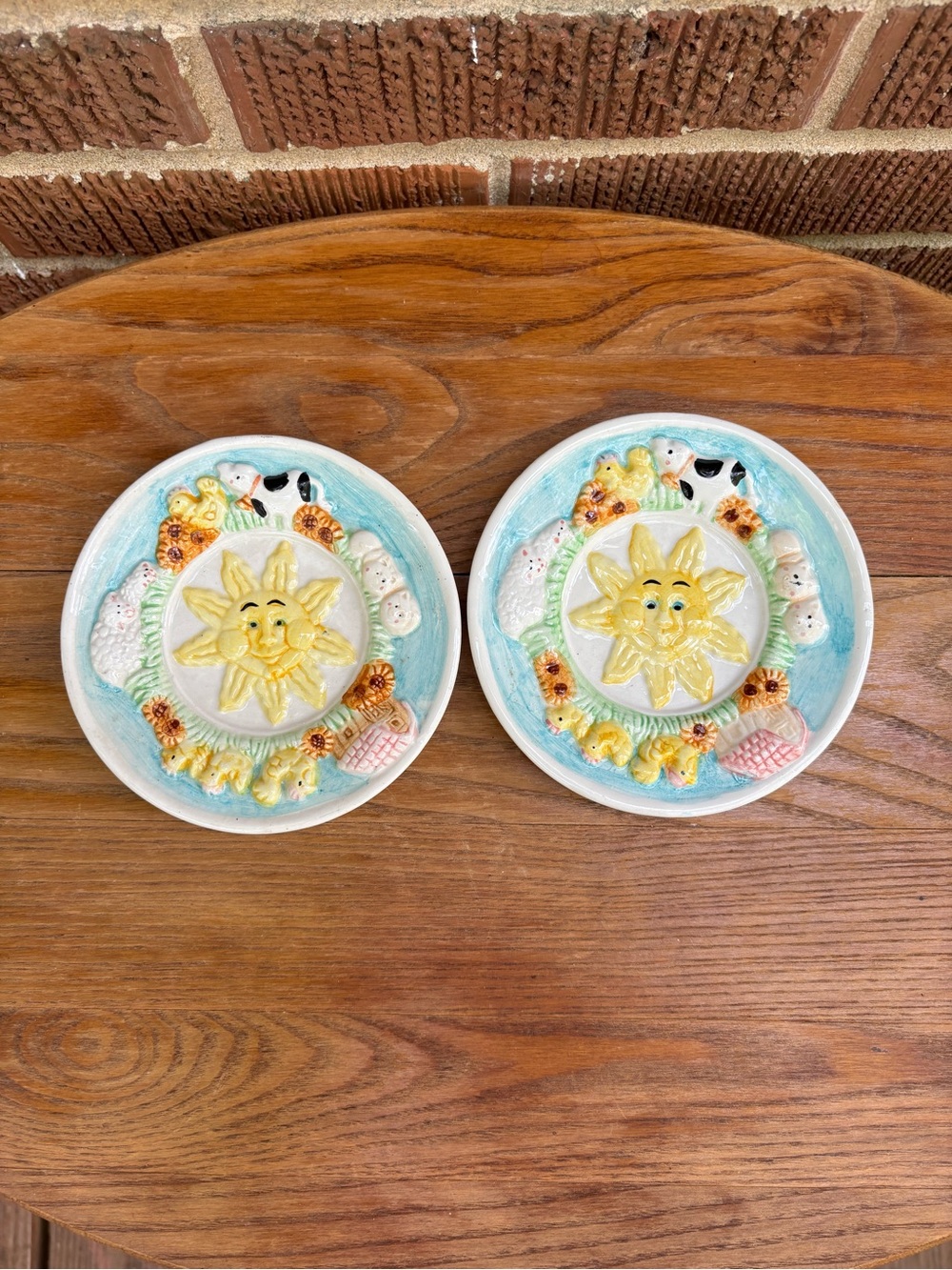 Mercuries Vintage 1994 Children’s Farm Tea Set little plates 5 1/4”  Set Of 2